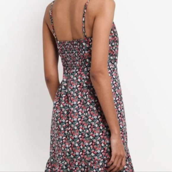 J. Crew Floral Asymmetrical Ruffle Meringue Spaghetti Strap Dress Women's 6 EUC - Picture 6 of 8